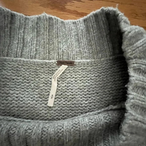 [SP]Free People Gray Crew Neck Fold Sleeve Wool Knit Sweater - Picture 3 of 7